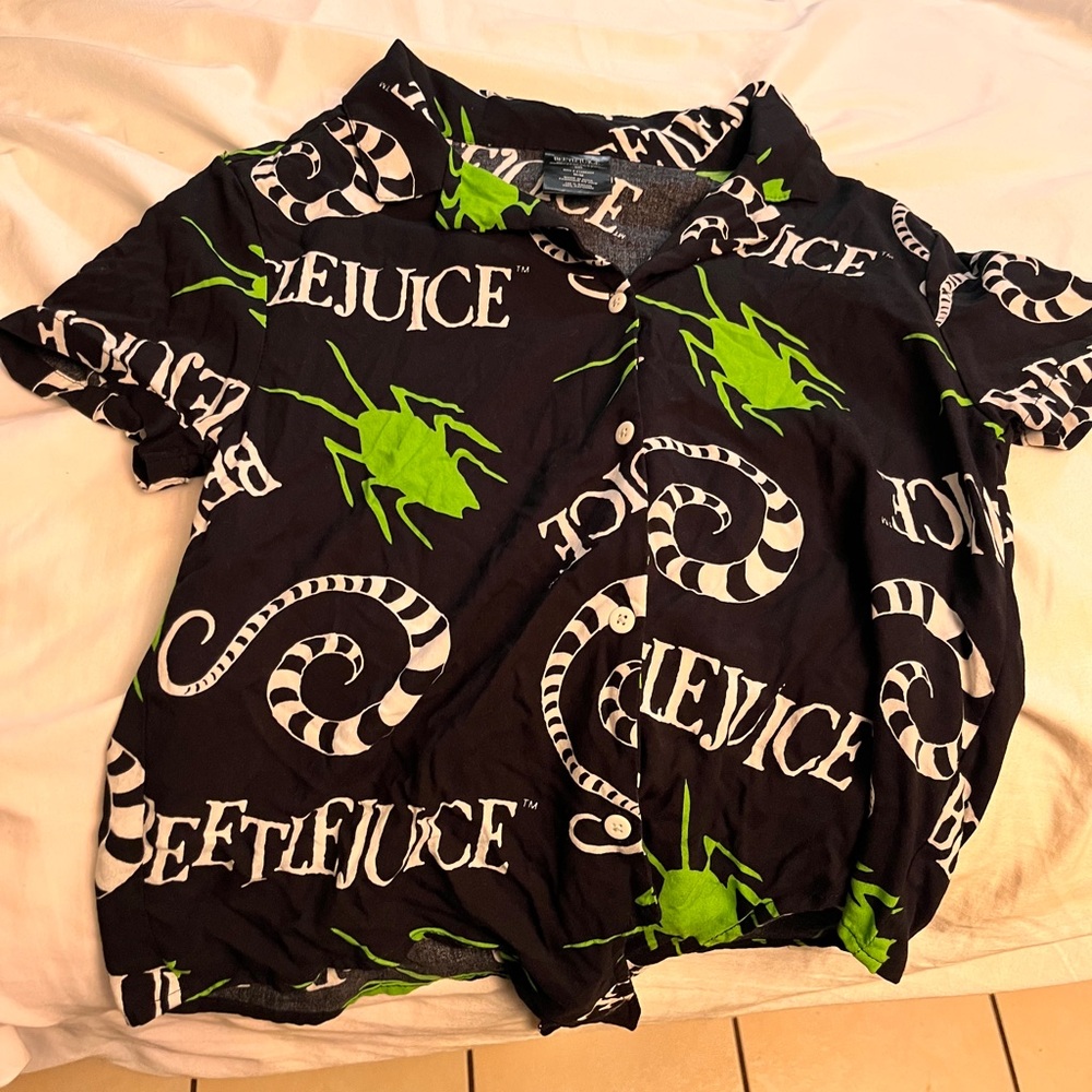 Beetlejuice Graphic Button-Up Shirt